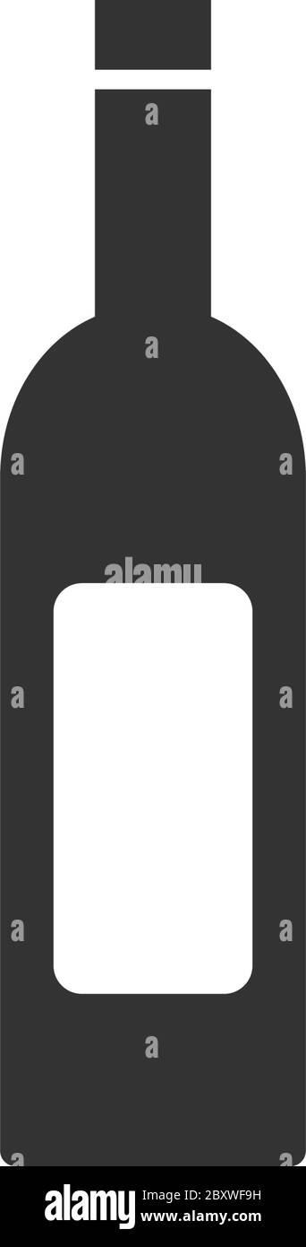 Wine Bottle. Black Icon Flat on white background Stock Vector Image ...