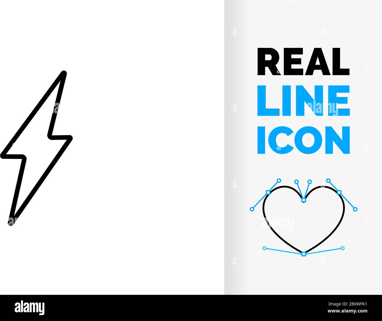 Editable line icon of a lightning bolt Stock Vector