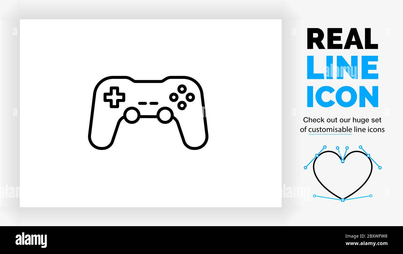 Editable line icon of a game controller Stock Vector