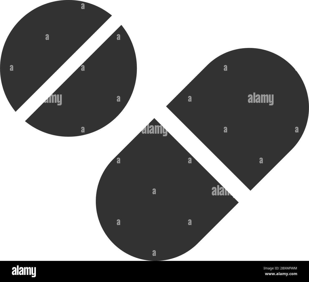 Pills. Black Icon Flat on white background Stock Vector