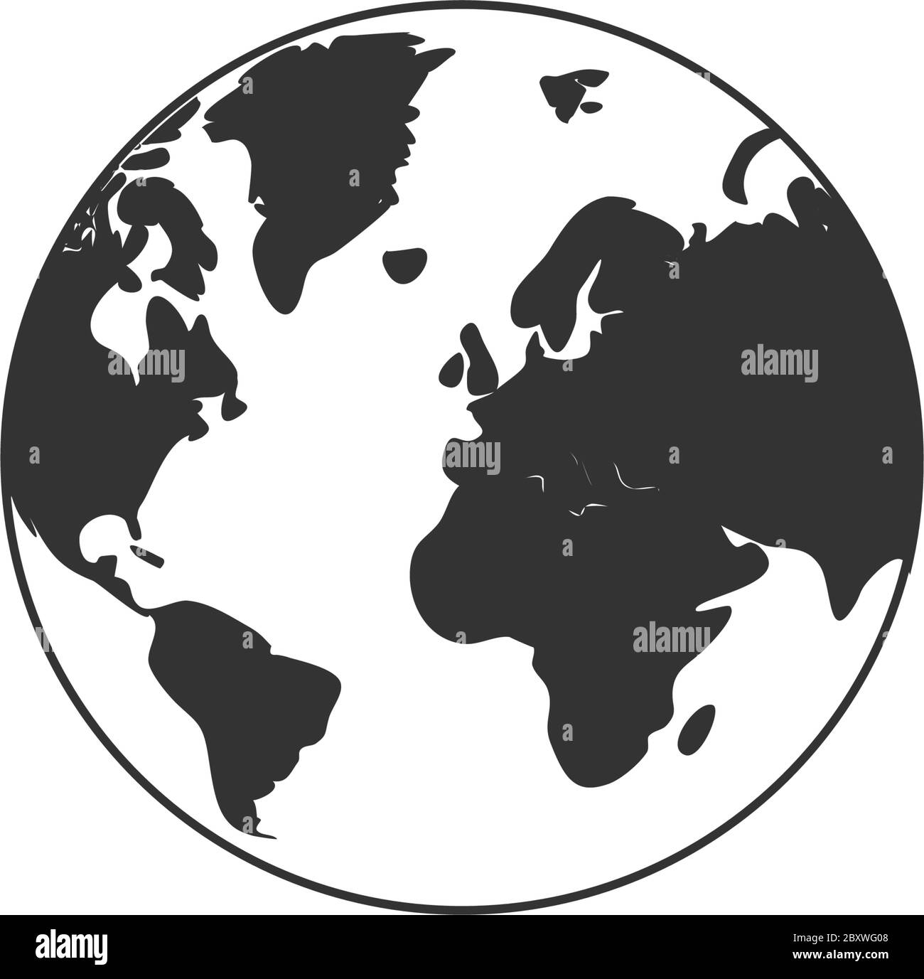 Globe Earth. Black Icon Flat on white background Stock Vector Image ...
