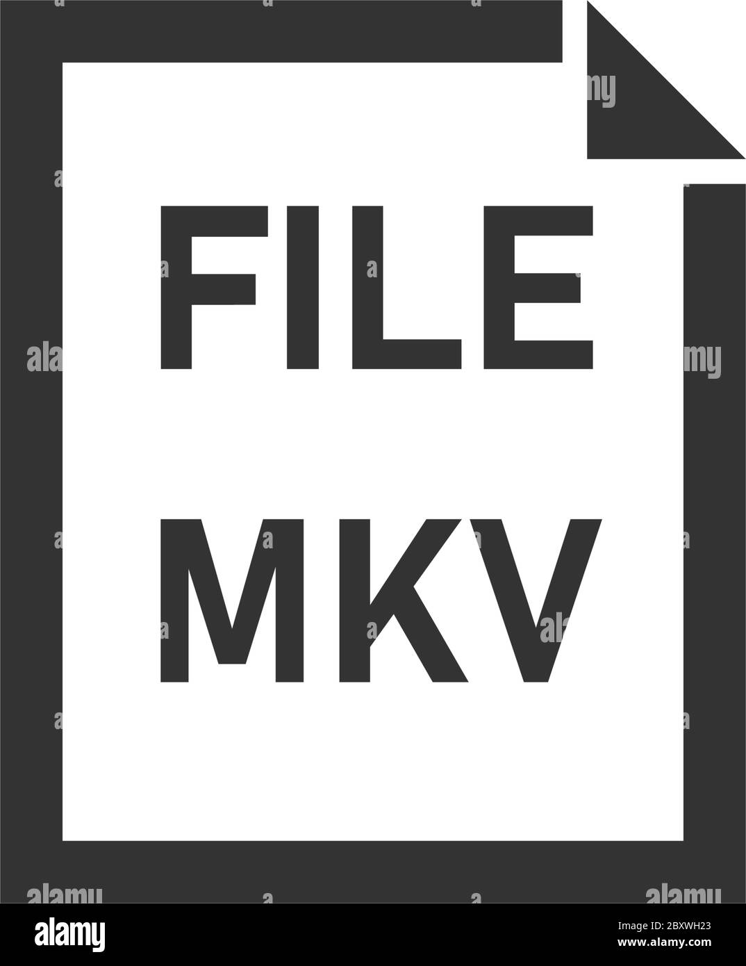 MKV File. Black Icon Flat on white background Stock Vector