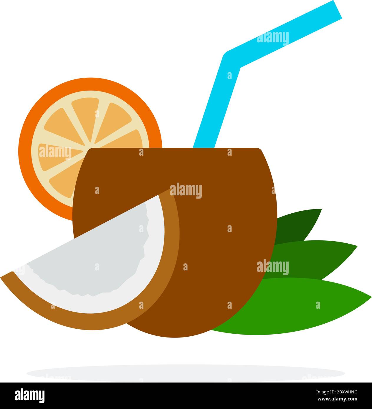 Cocktail of coconut vector flat material design isolated object on ...