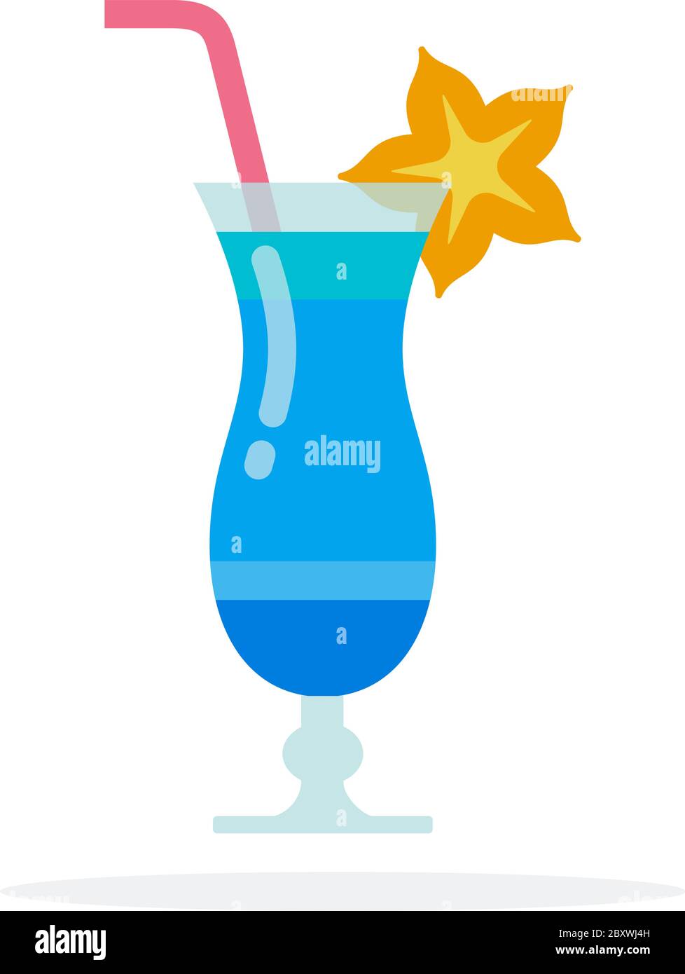 Cocktail blue lagoon vector flat material design isolated object on ...