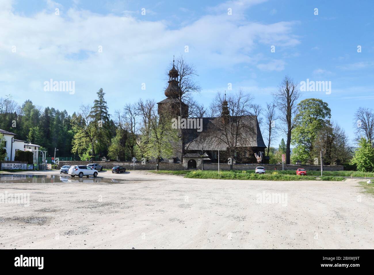 Historic wooden church used as an ethnographic museum in Rabka Zdroj, Poland. Stock Photo