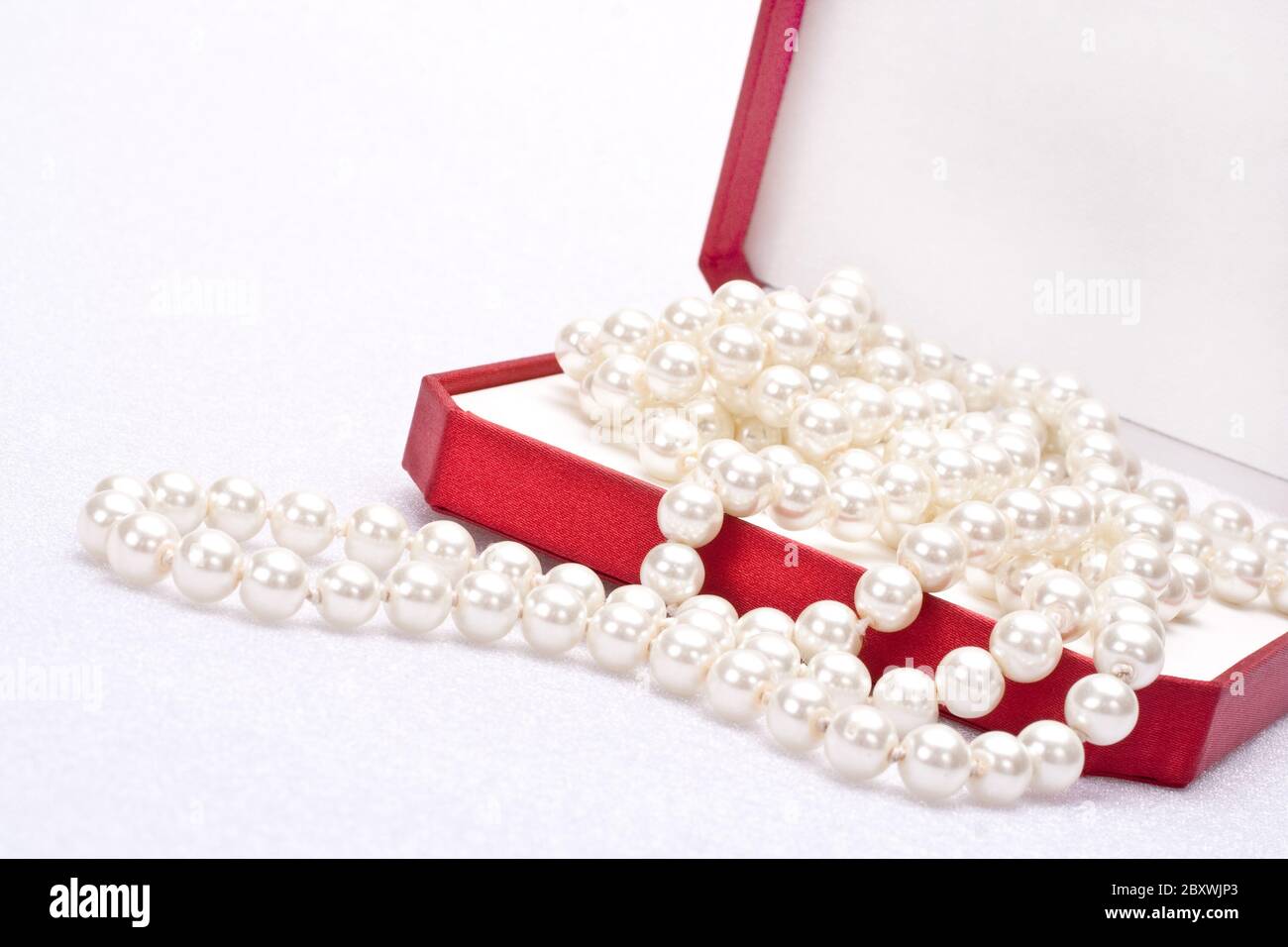 pearls in a red box Stock Photo