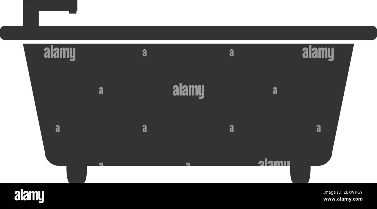 Bathtub. Black Icon Flat on white background Stock Vector Image & Art ...