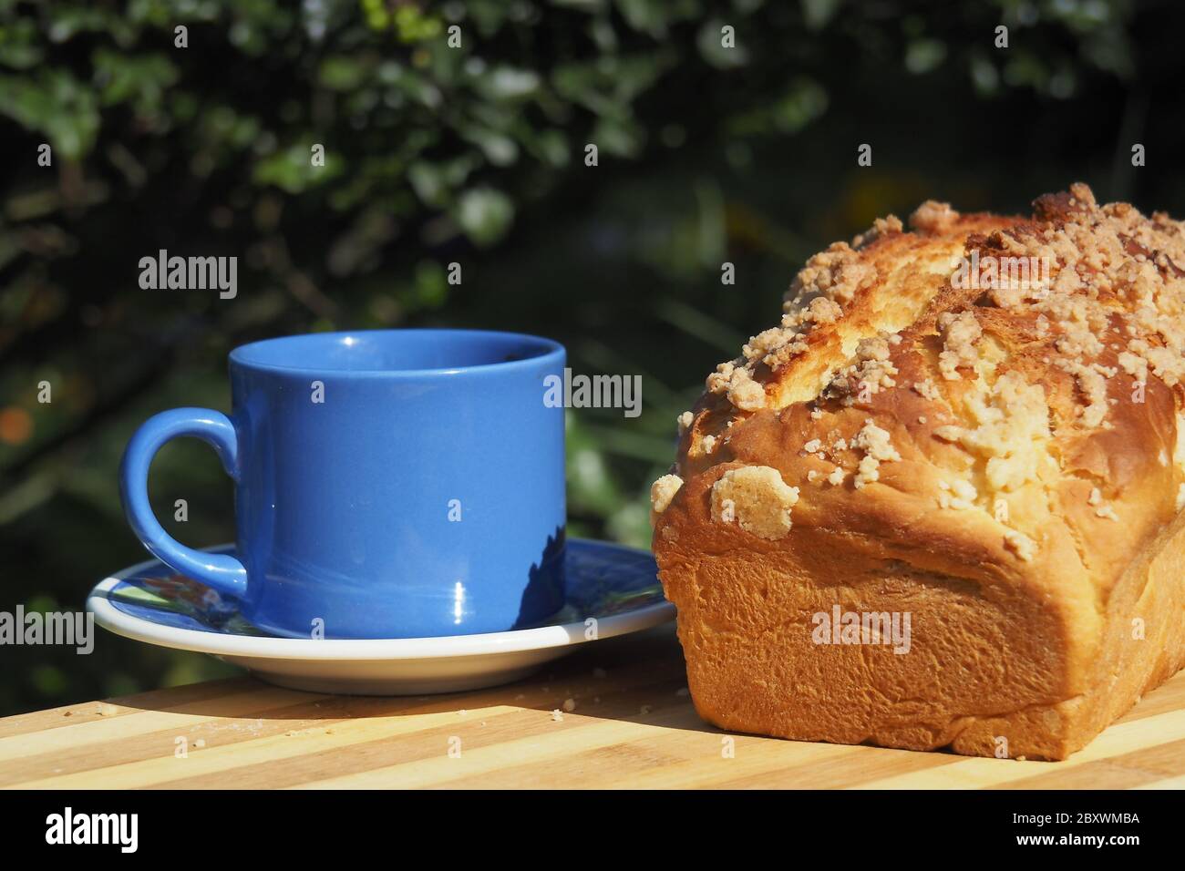 cup of coffee with yeast dough Stock Photo