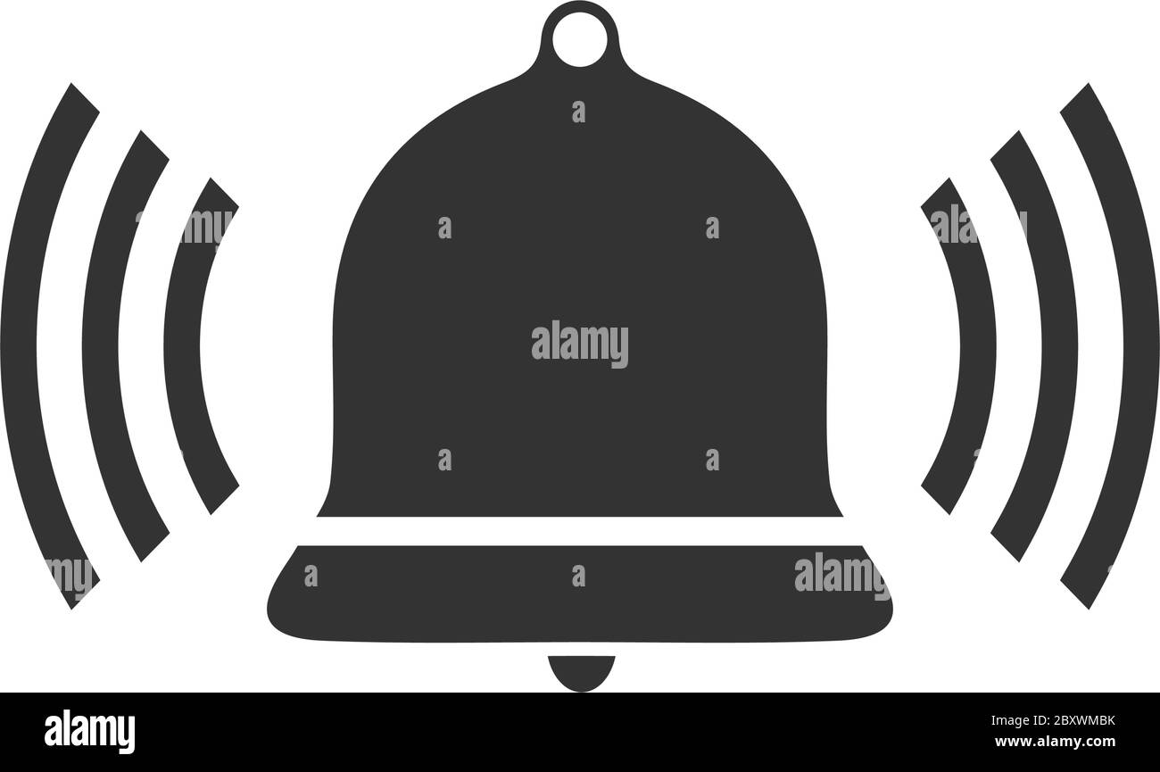 Bell Ring Voice. Black Icon Flat on white background Stock Vector