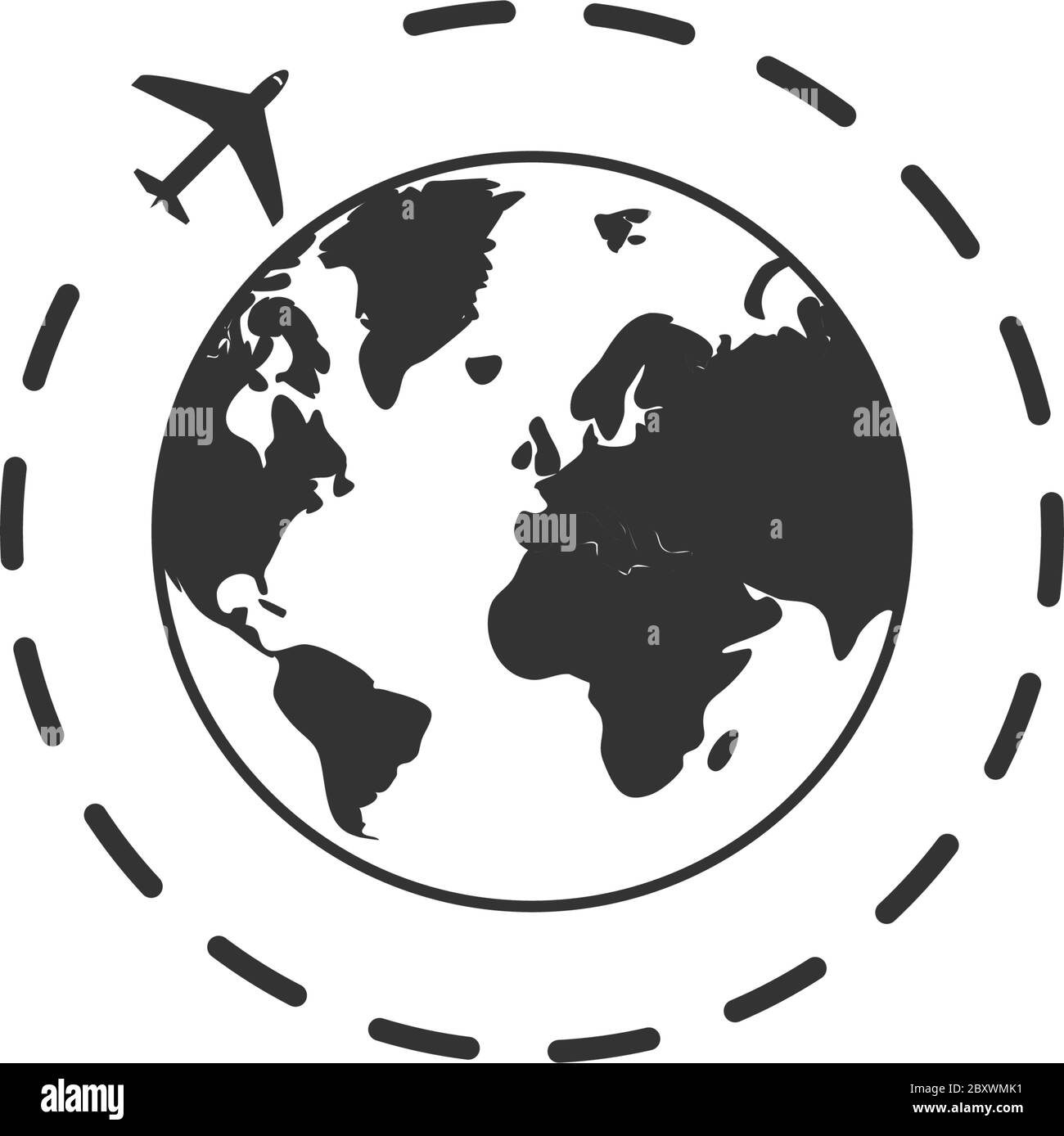 Around world. Black Icon Flat on white background Stock Vector Image ...