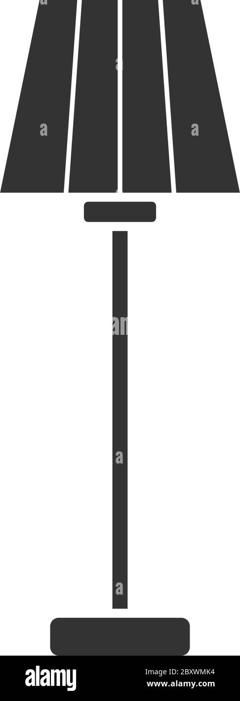 Floor lamp. Black Icon Flat on white background Stock Vector