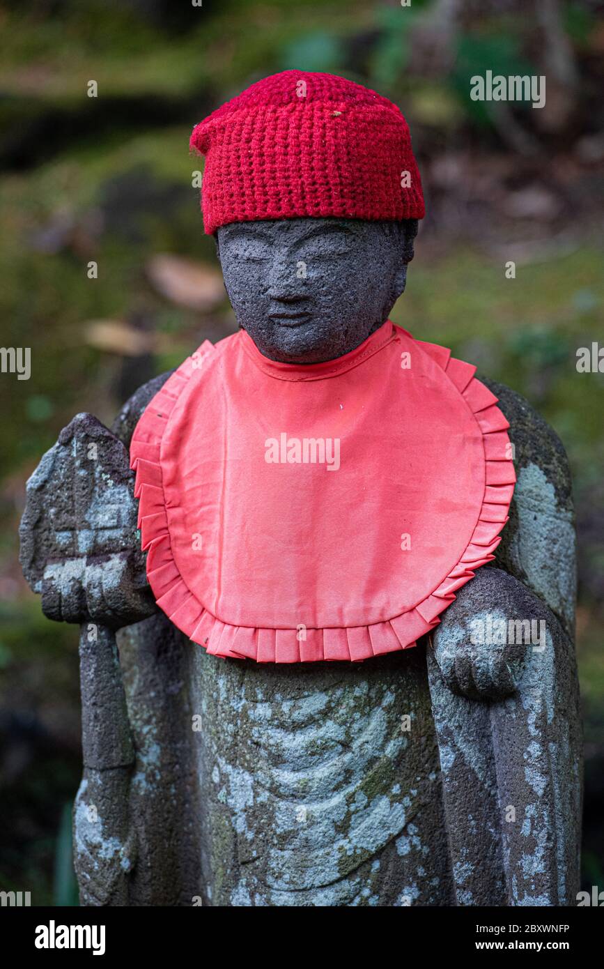 Jizo sama statue of buddha at the Hokokuji Temple garden in Kamakura