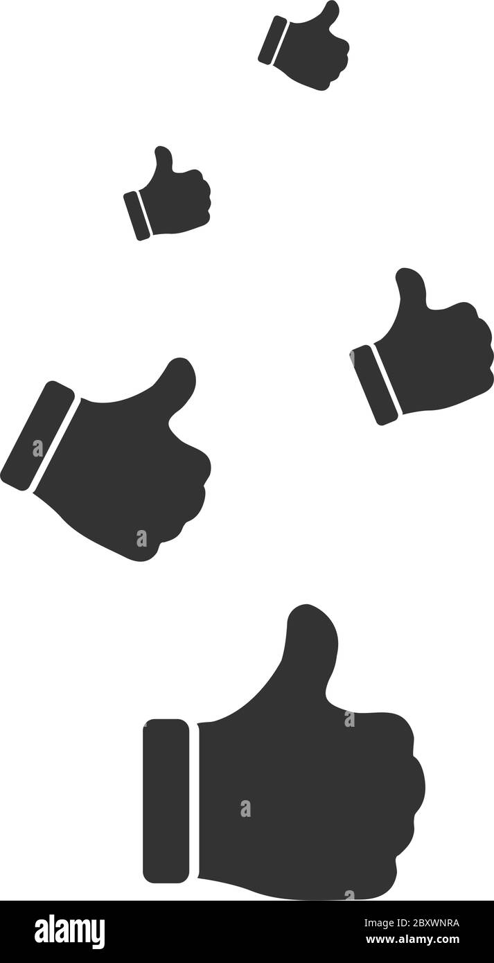 Like, Thumbs Up. Black Icon Flat on white background Stock Vector Image ...