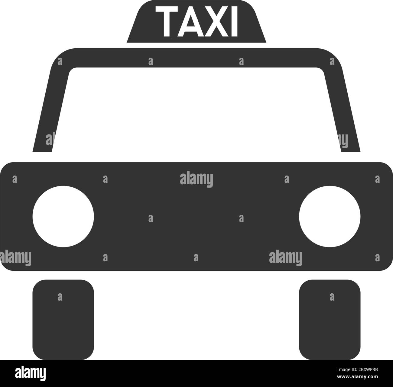 Taxi car. Black Icon Flat on white background Stock Vector