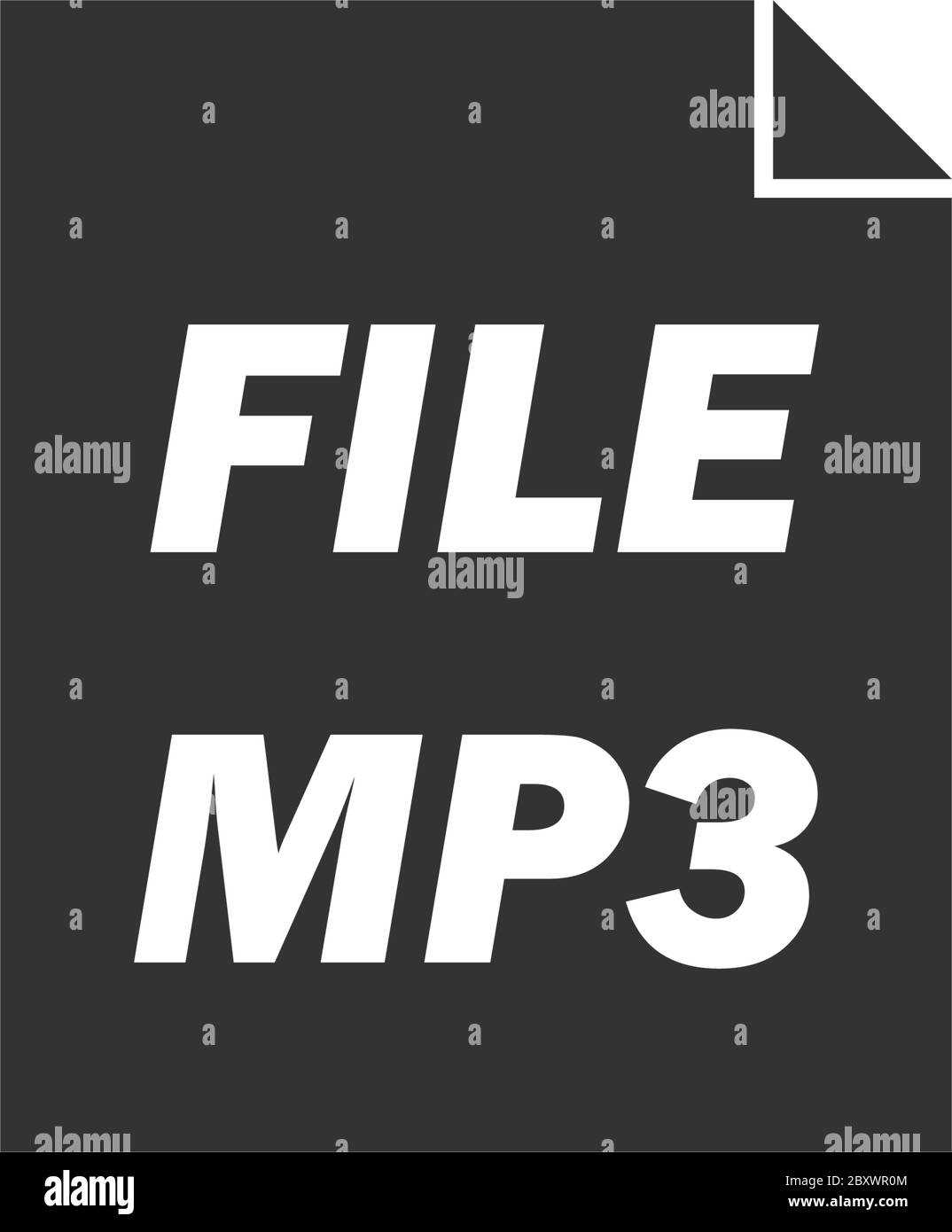 Audio file. Black Icon Flat on white background Stock Vector