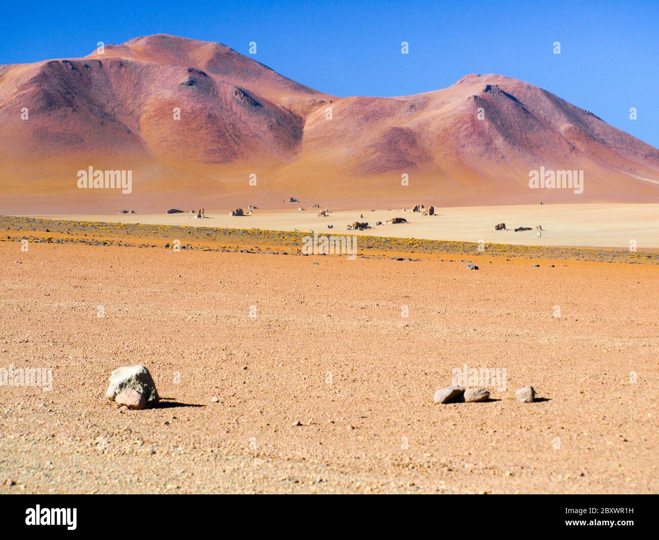Rocky desert of andean altiplano. Salvator Dali desert in Eduardo Avaroa National Park, Bolivia, South America. Stock Photo