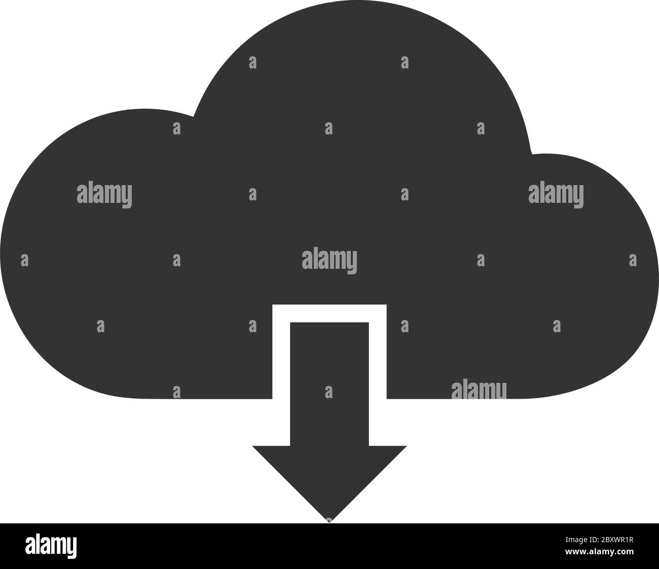 Cloud download. Black Icon Flat on white background Stock Vector