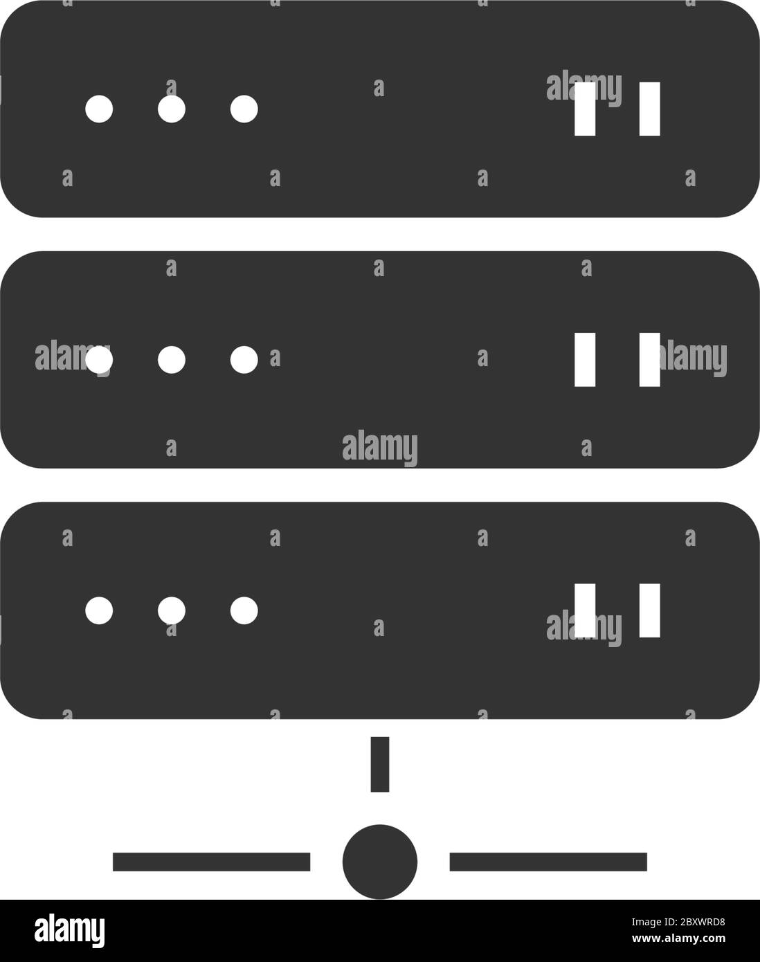 Server. Black Icon Flat on white background Stock Vector