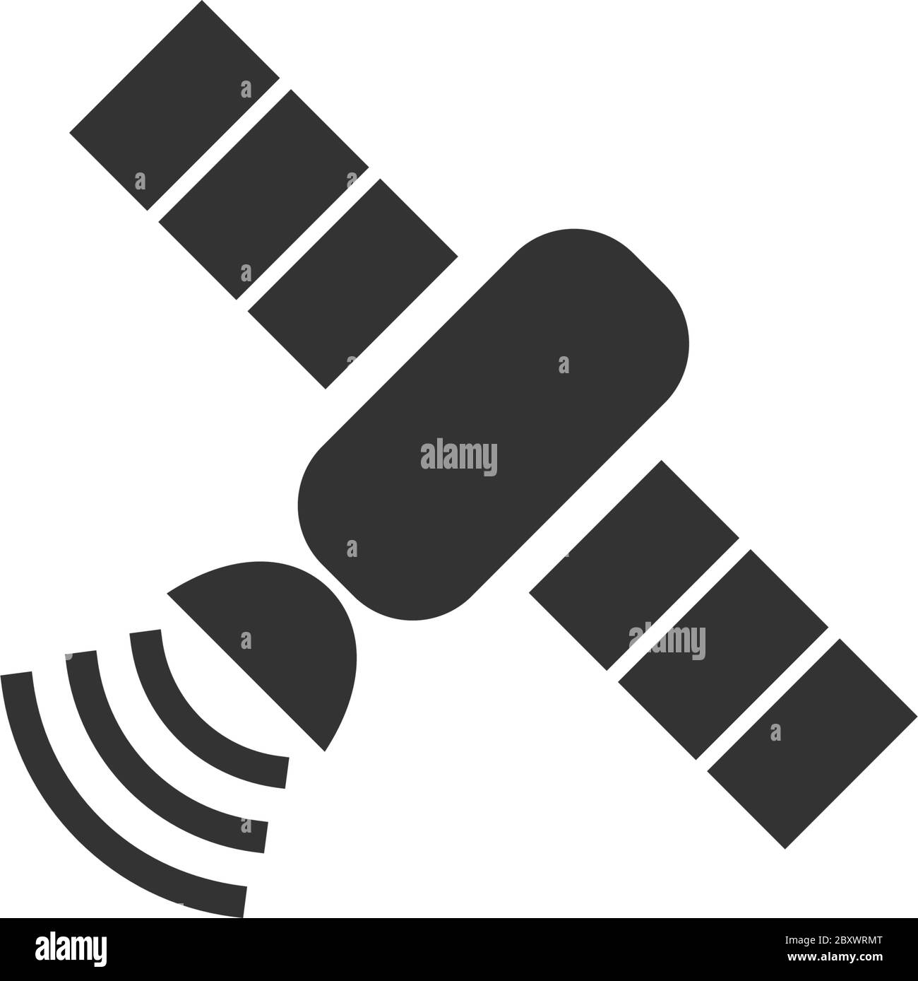 Satelite. Black Icon Flat on white background Stock Vector