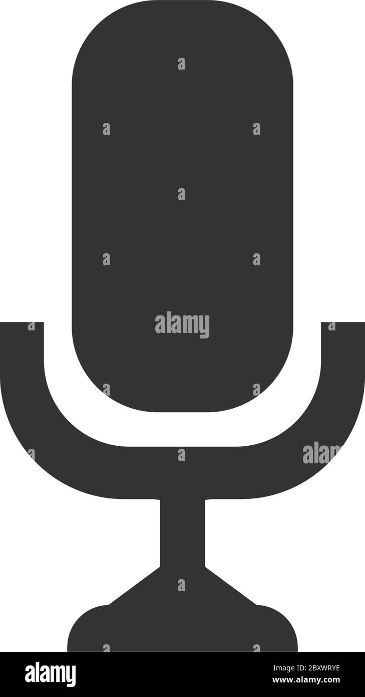 Microphone. Black Icon Flat on white background Stock Vector Image ...