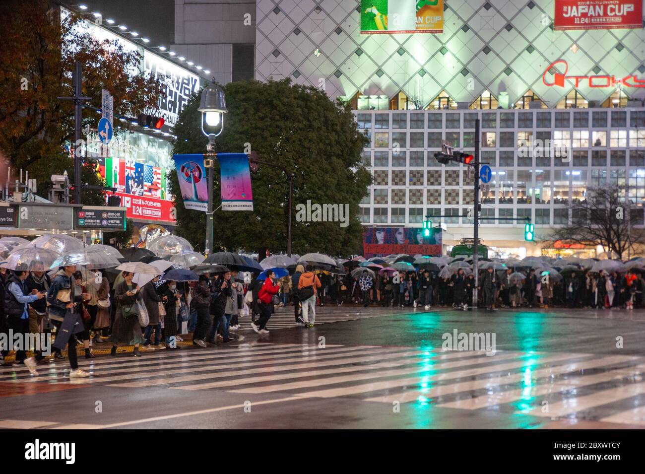 A section of the famous Shibuya Crossing, or Shibuya Scramble Crossing ...