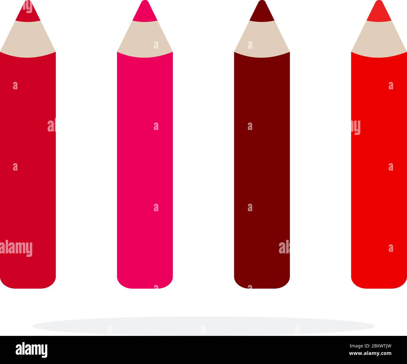Pencils for lips vector flat material design isolated object on white background. Stock Vector