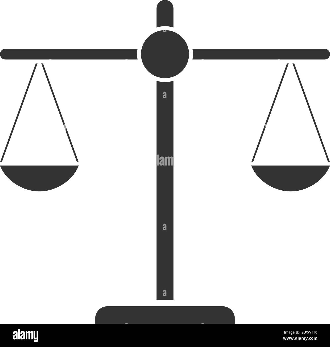 Justice scale. Black Icon Flat on white background Stock Vector