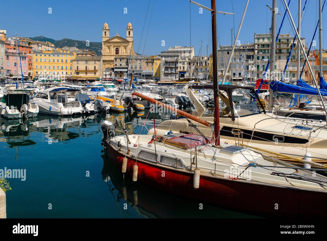 Bastia harbor in North Corsica Stock Photo