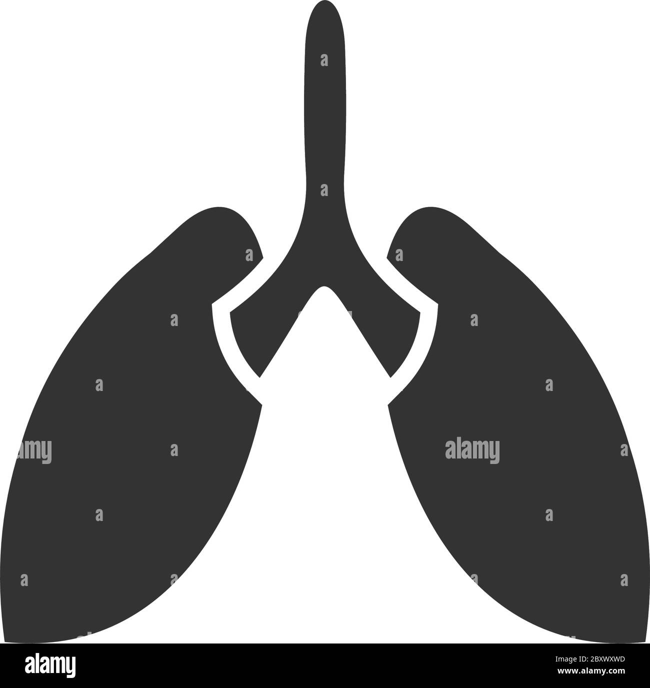 Lungs. Black Icon Flat on white background Stock Vector