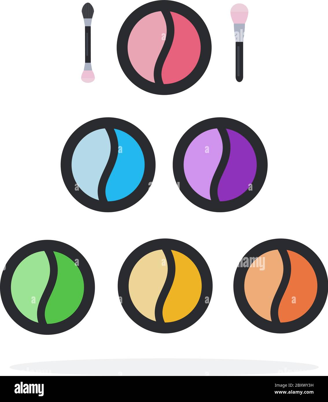 Eye shadows in round boxes vector flat material design isolated object on white background. Stock Vector