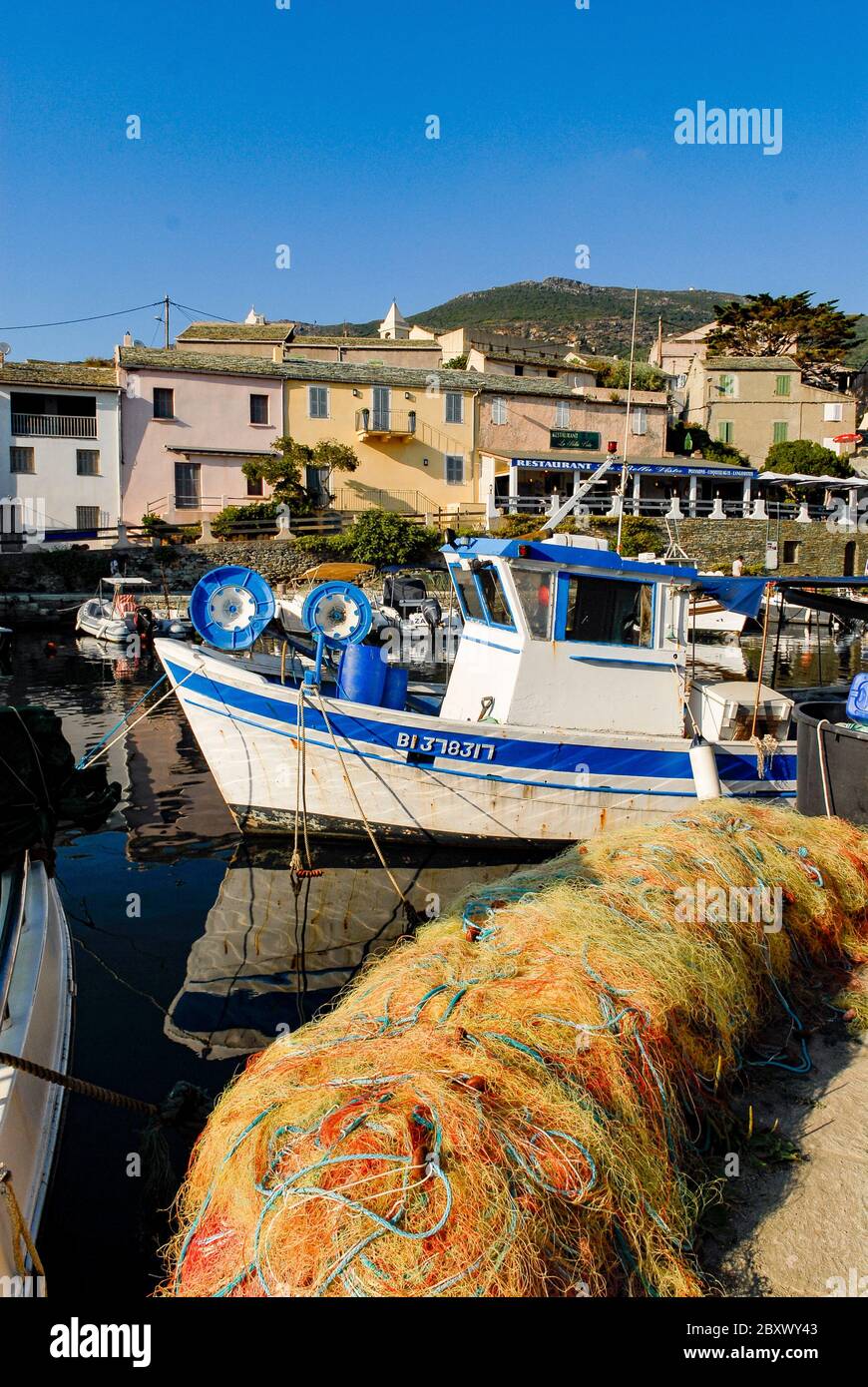 Centuri harbor on the corsican cape in the North Corsica, France Stock Photo