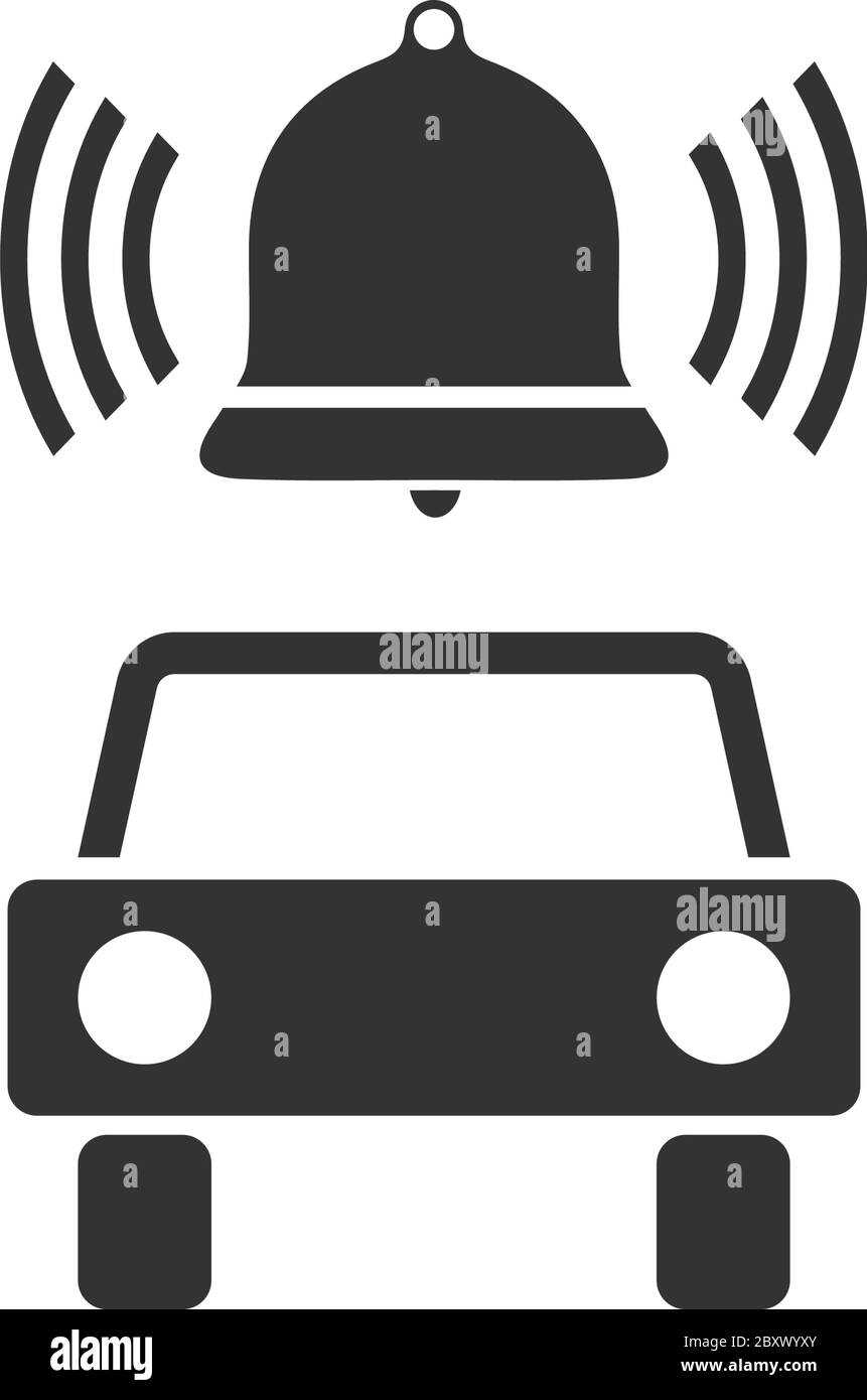Car alarm. Black Icon Flat on white background Stock Vector Image & Art