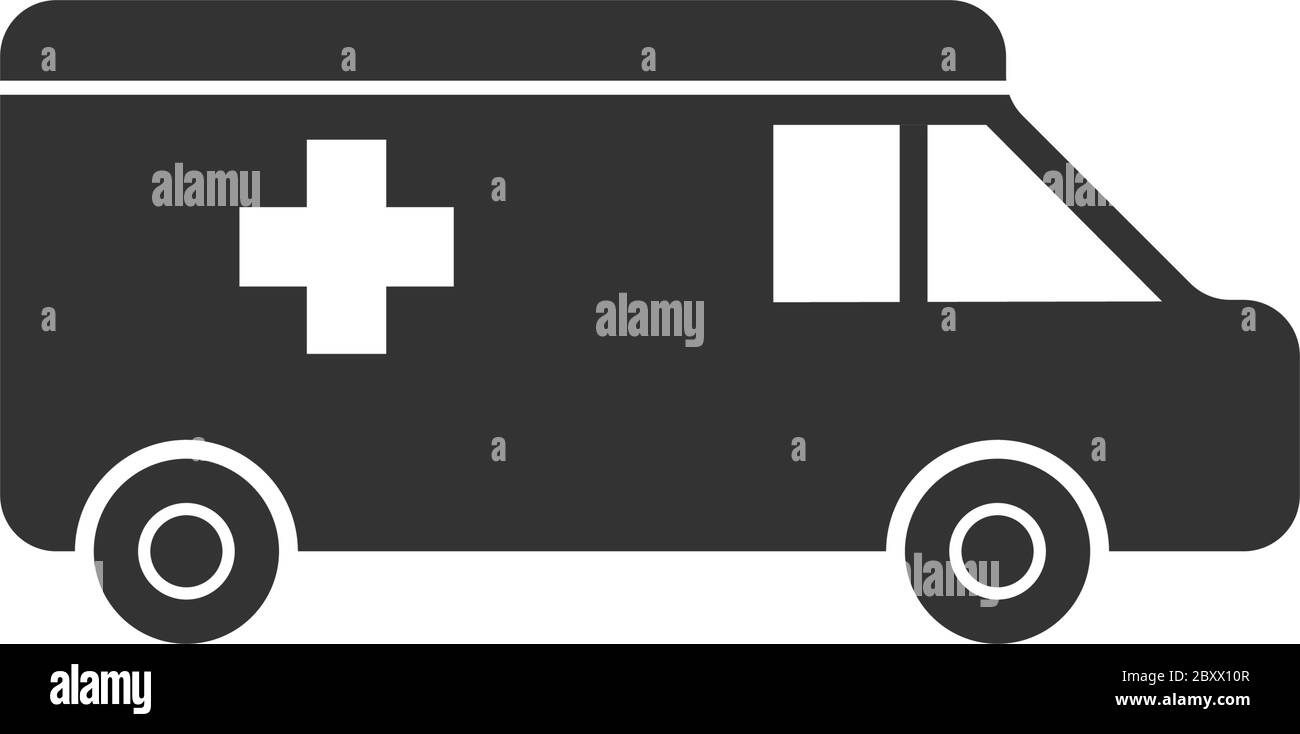 Ambulance. Black Icon Flat on white background Stock Vector
