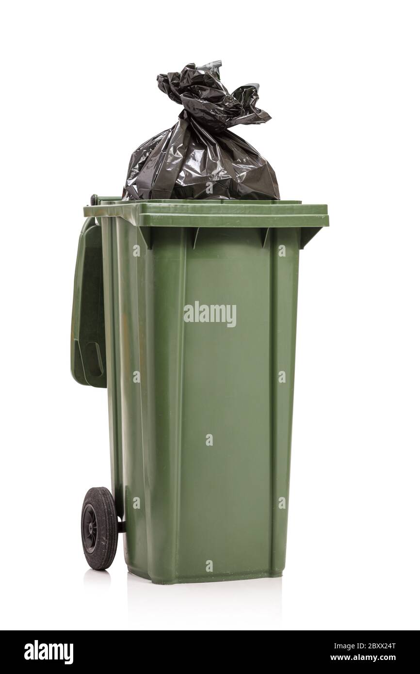 https://c8.alamy.com/comp/2BXX24T/studio-shot-of-a-green-waste-bin-with-a-plastic-bag-inside-isolated-on-white-background-2BXX24T.jpg