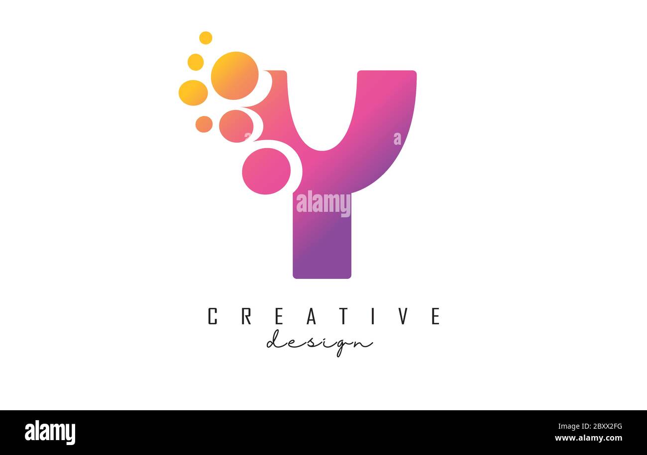 Y Letter Logo with blue dots design. Letter Y logotype with bubbles ...