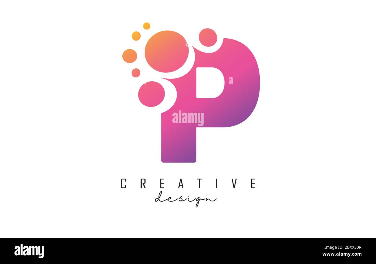 P Letter Logo with blue dots design. Letter P logotype with bubbles ...