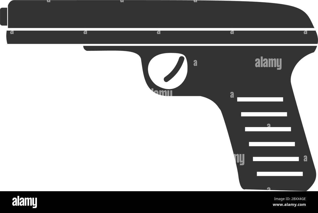 Gun. Black Icon Flat on white background Stock Vector Image & Art - Alamy
