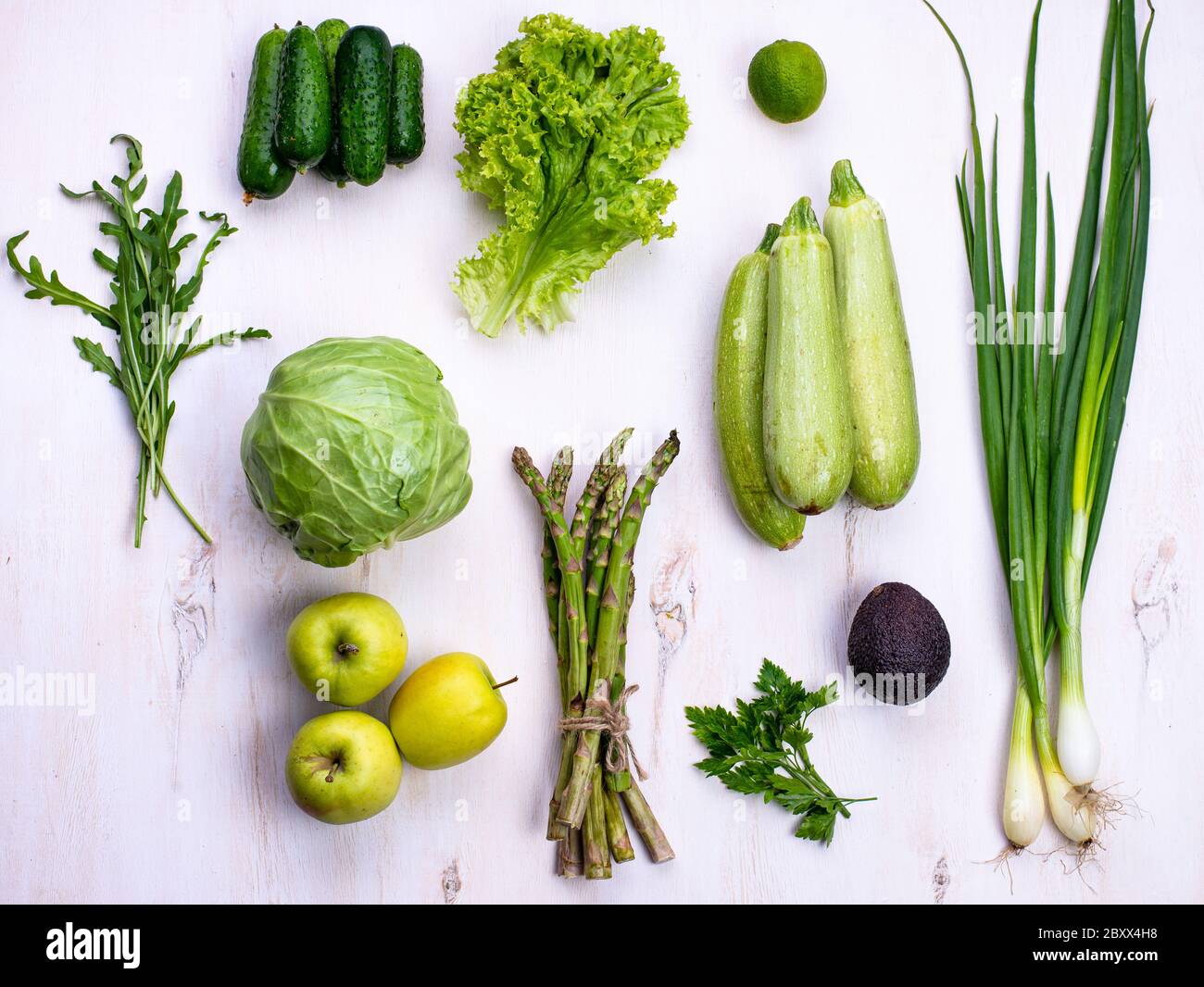 Various green vegetables and fruits Stock Photo Alamy