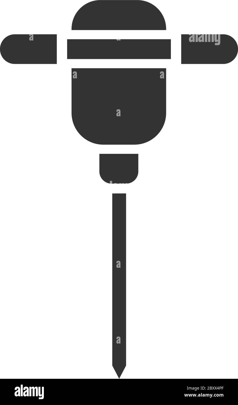 Jackhammer. Black Icon Flat on white background Stock Vector