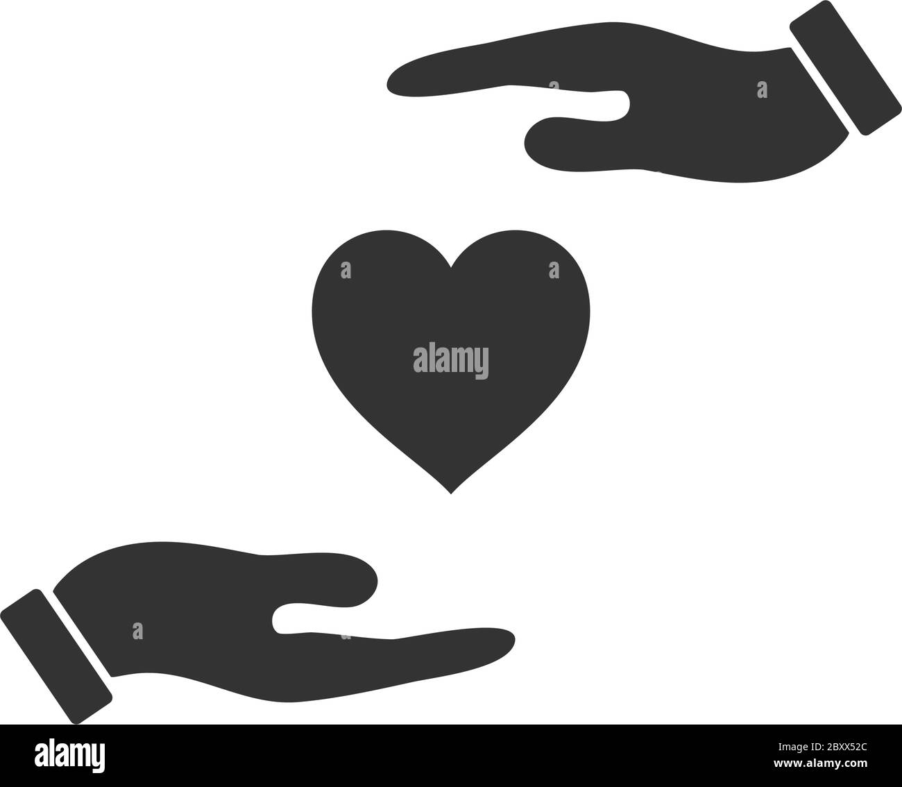 Heart in hand. Black Icon Flat on white background Stock Vector Image