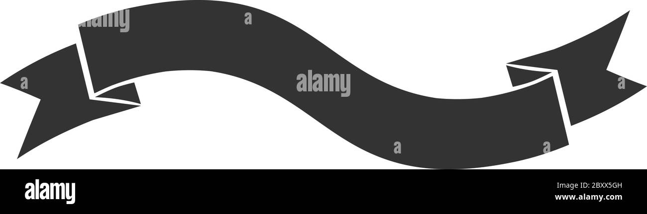 Ribbon. Black Icon Flat on white background Stock Vector