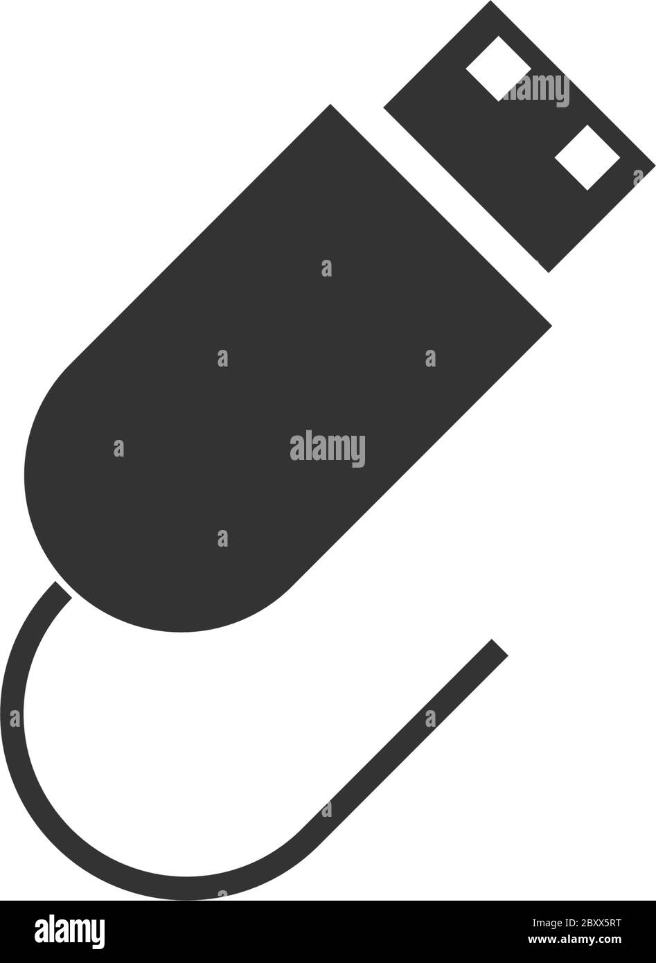 Usb plug. Black Icon Flat on white background Stock Vector