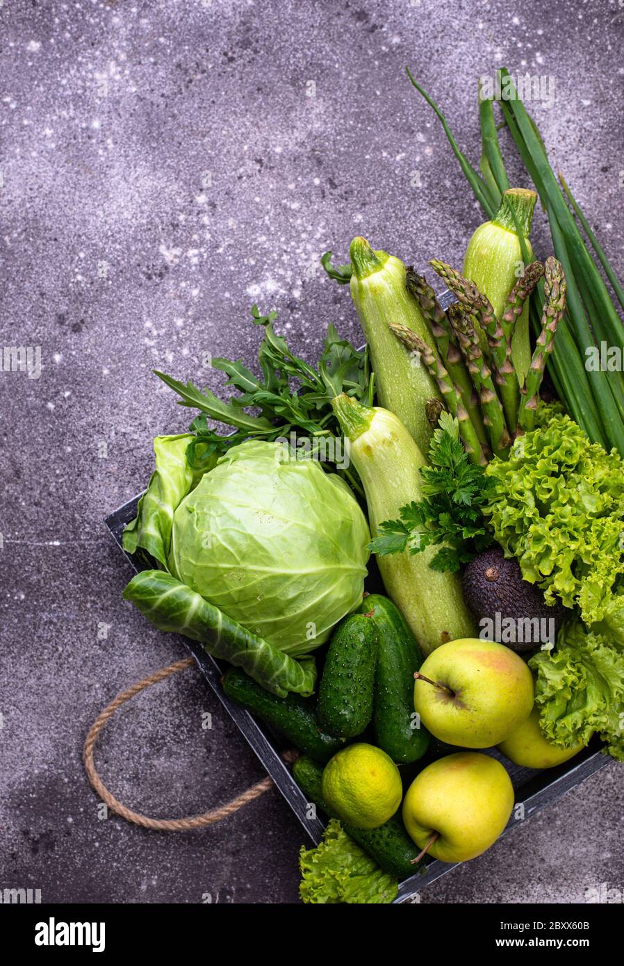 Various green vegetables and fruits Stock Photo Alamy
