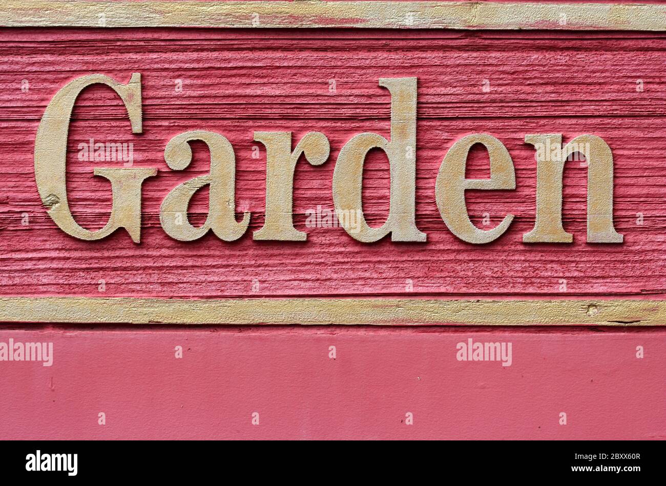 Rustic Red Sign Red wooded garden sign hi-res stock photography and images - Alamy