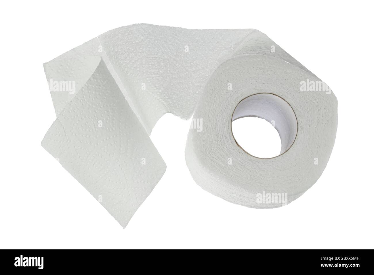 Roll of toilet paper or tissue isolated on white background with