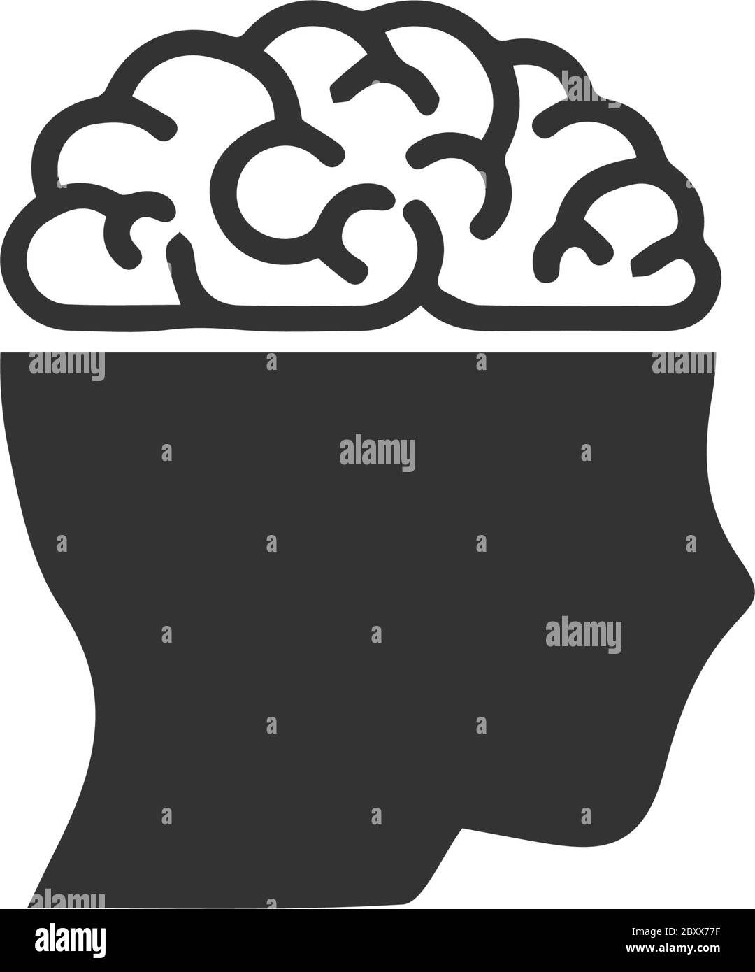 Human brain. Black Icon Flat on white background Stock Vector Image ...