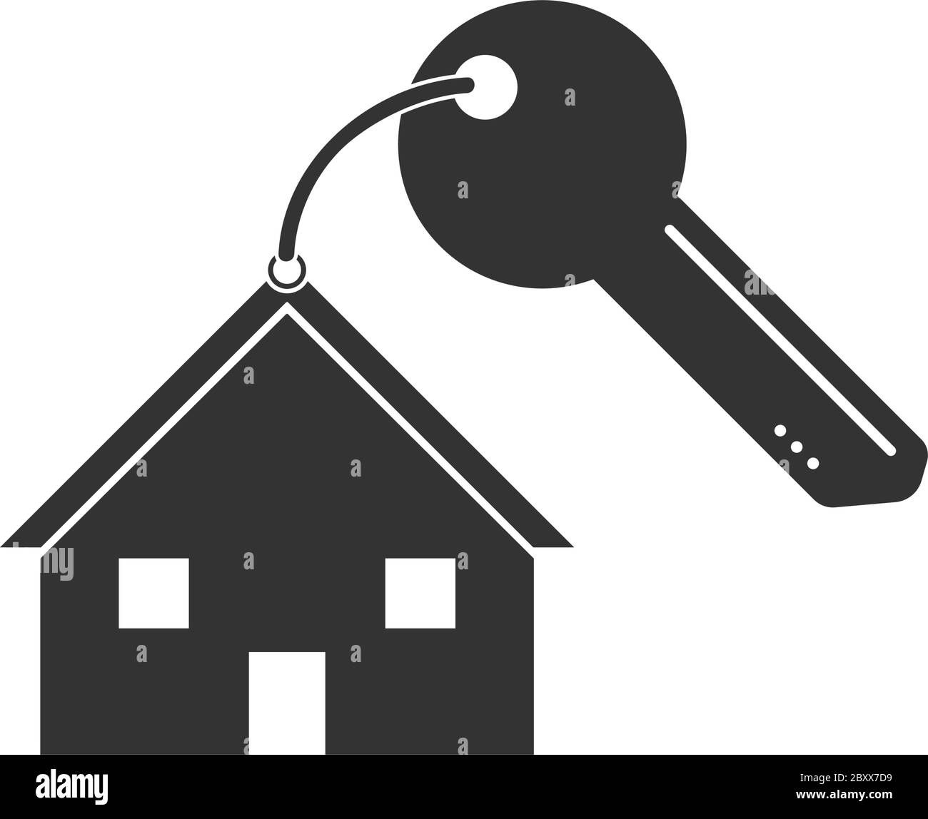 House key. Black Icon Flat on white background Stock Vector