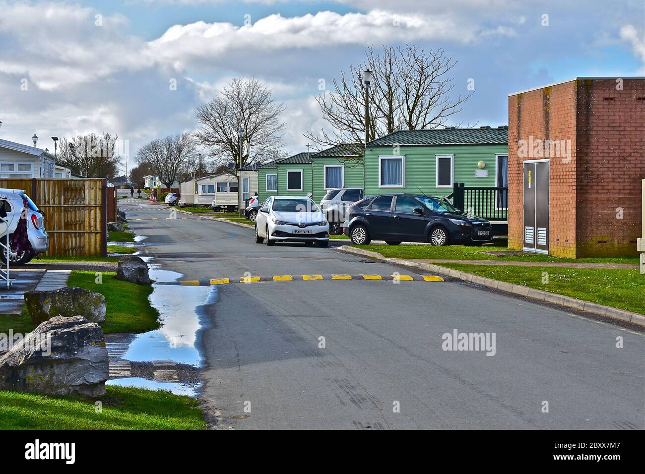 Rows of modern static caravans at Trecco Bay Holiday Park, one of Parkdean's Resorts, at Rows of modern static caravans at Trecco Bay Holiday Park, one of Parkdean's Resorts, at