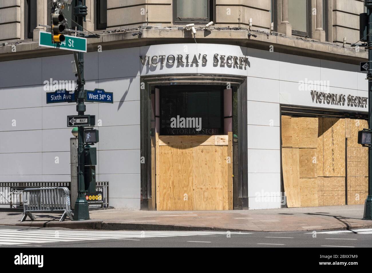Manhattan businesses are all boarded up in response to the looting