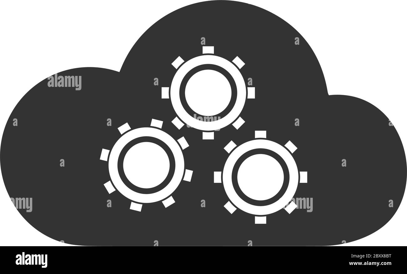 Cloud storage preferences. Black Icon Flat on white background Stock Vector